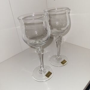 Vintage Inn Crystal Bleikristall Flared Optic Bowl Wine/Cordial Glasses Stamped